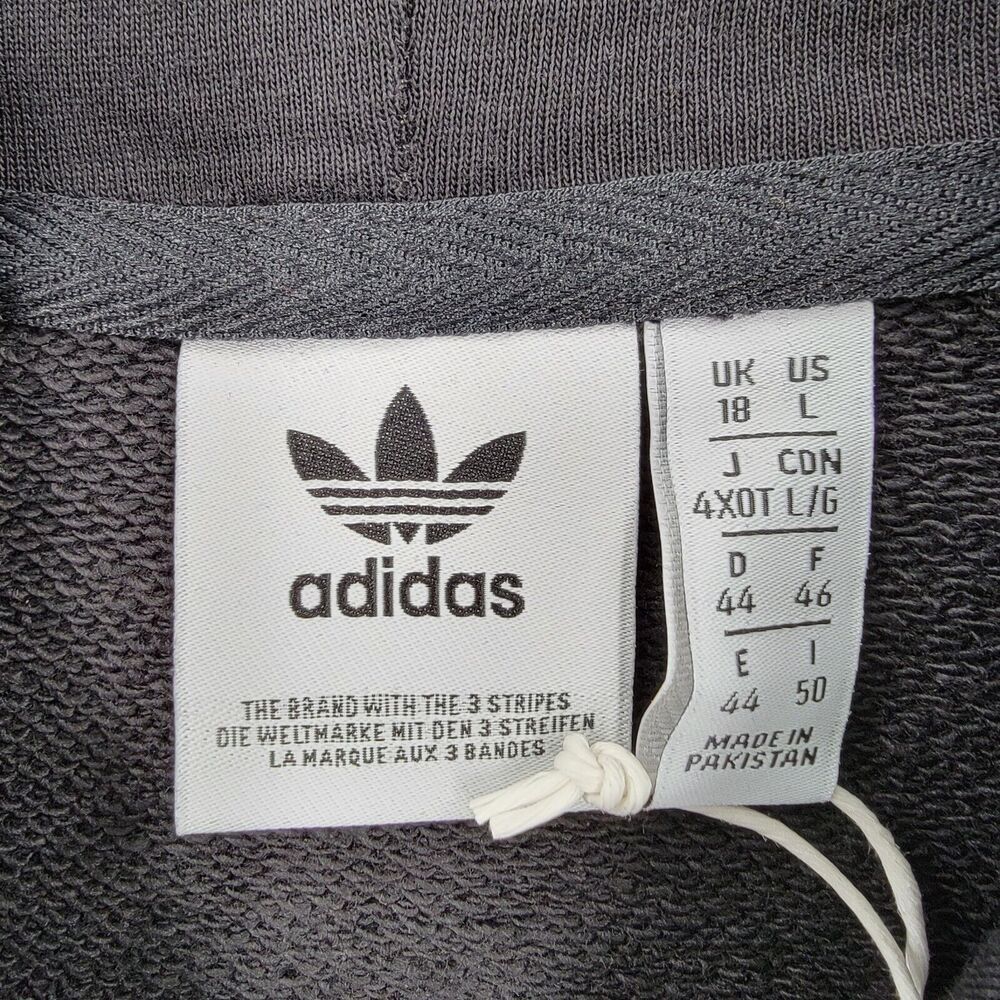 Adidas Originals Hoodie Womens Large Black White Trefoil Pullover Sweatshirt NEW - Picture 12 of 16
